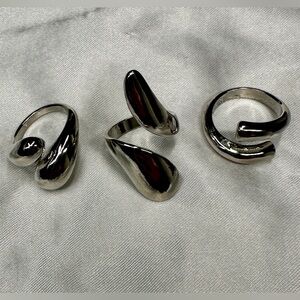 Silver Abstract Ring Set